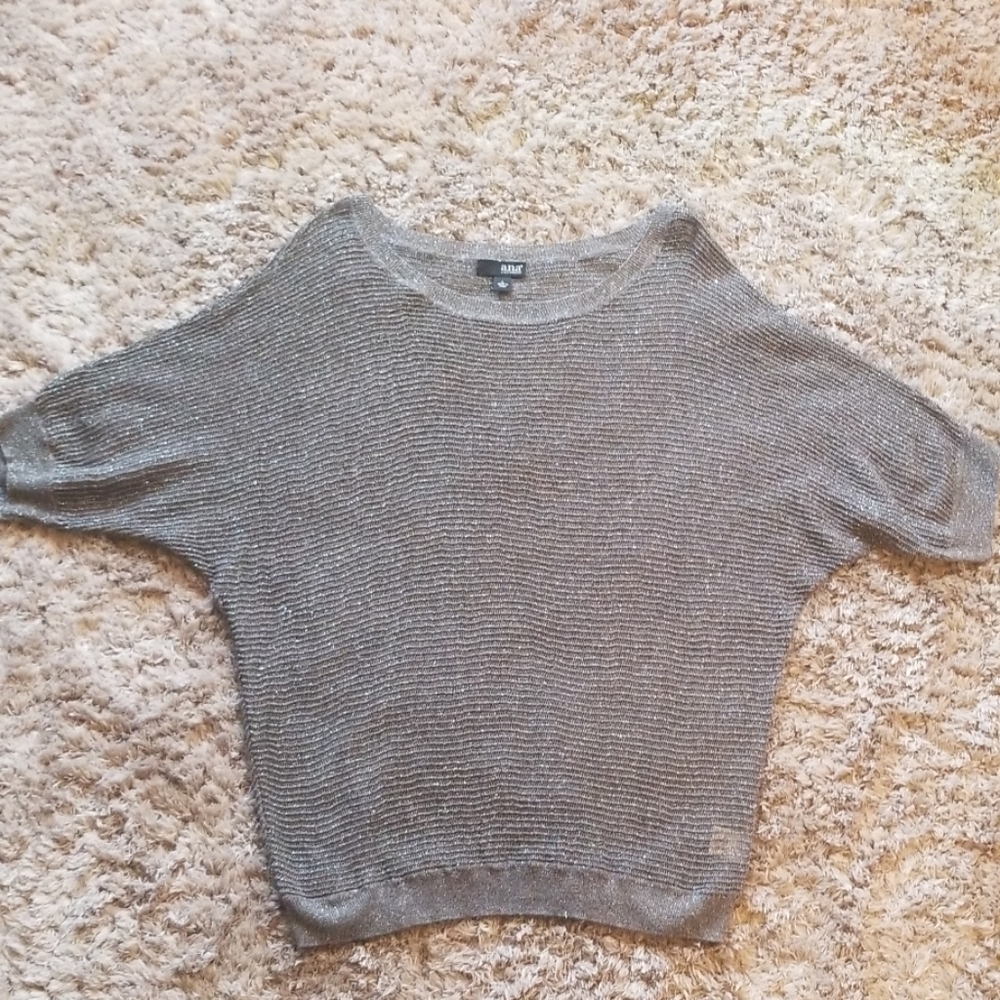 A.N.A A New Approach Gray Sparkly Blouse